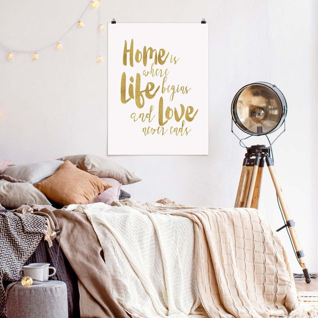 Poster bestellen Home is where Life begins Gold