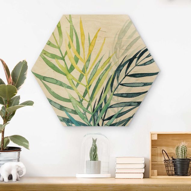 Holzbilder modern Tropisches Blattwerk - Palme