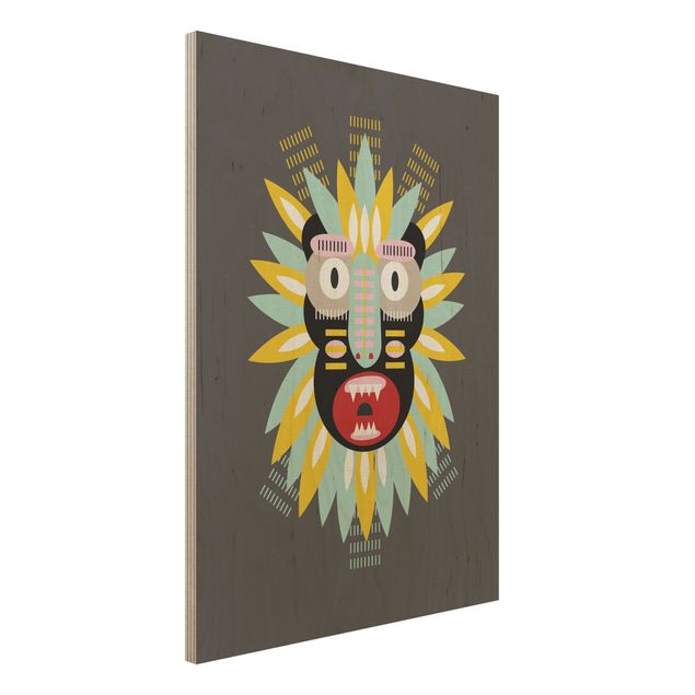 Moderne Holzbilder Collage Ethno Maske - King Kong