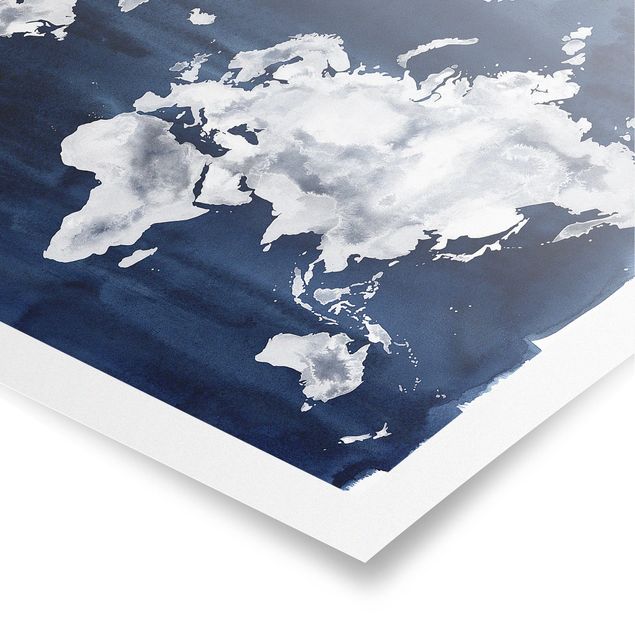 Poster kaufen Wasser-Weltkarte dunkel