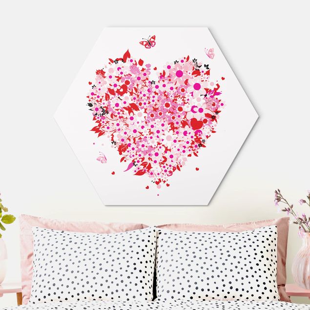 Schöne Wandbilder Floral Retro Heart