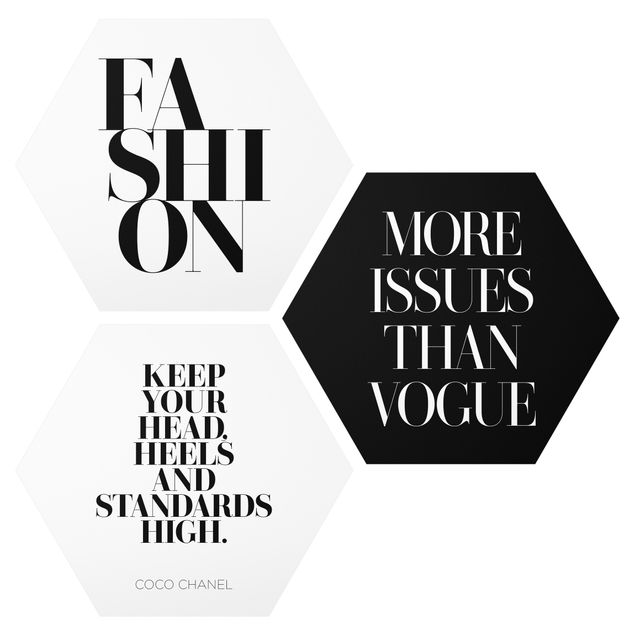 Hexagon Bild Alu-Dibond 3-teilig - Fashion Vogue & High Heels
