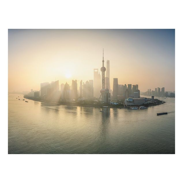 Alu Dibond Bilder Pudong bei Sonnenaufgang