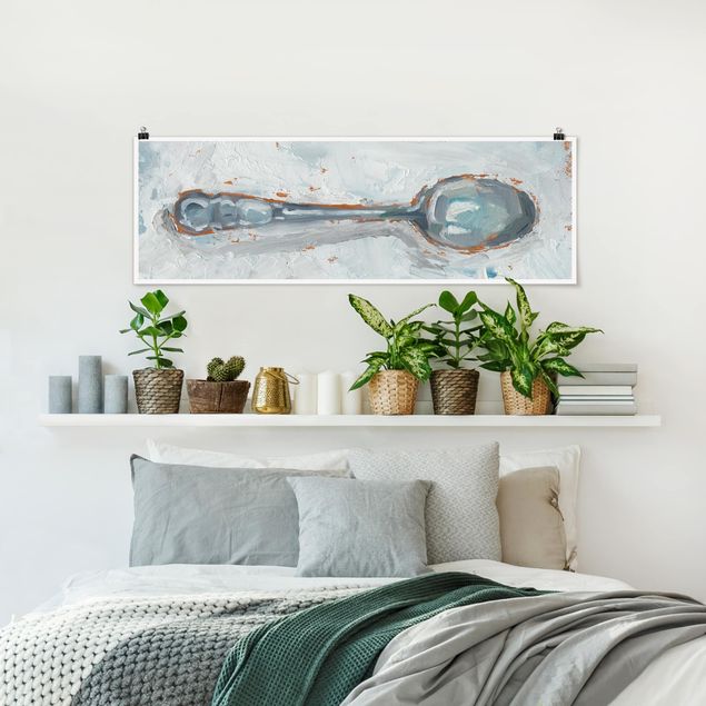 Poster - Impressionistisches Besteck - Löffel - Panorama Querformat