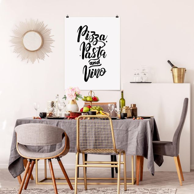 Sprüche Poster Pizza Pasta und Vino