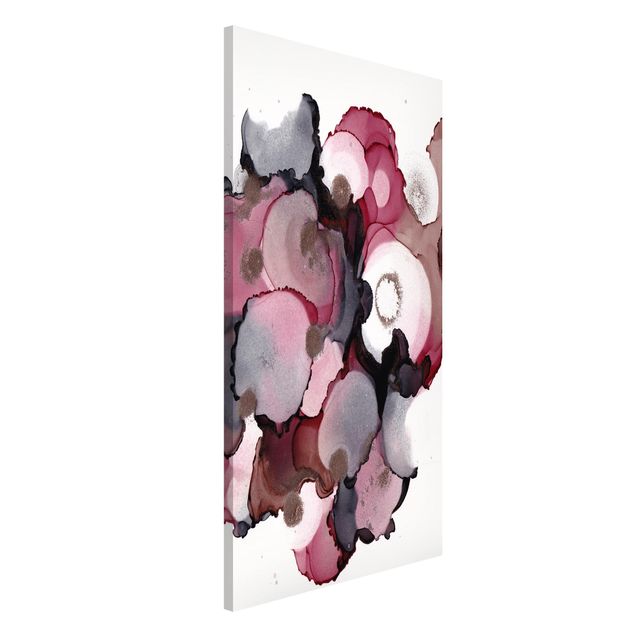 Wandbilder abstrakt Pink-Beige Tropfen mit Roségold