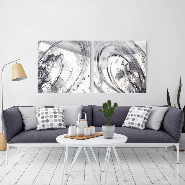 Wandbilder abstrakt Sonar Schwarz Weiß Set I