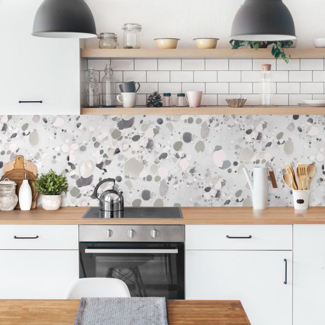 Küchenrückwand Muster Kies Muster in Grau