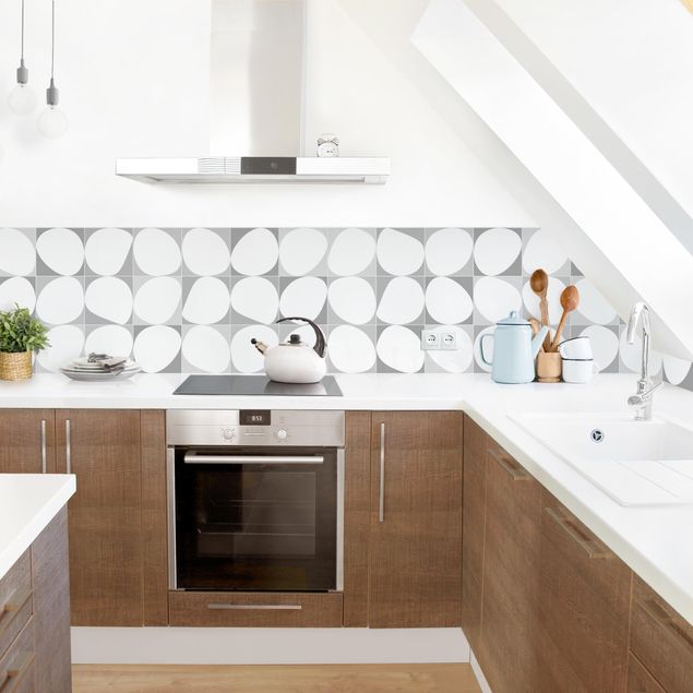 Küchenrückwand abstrakt Oval Fliesen - Grau