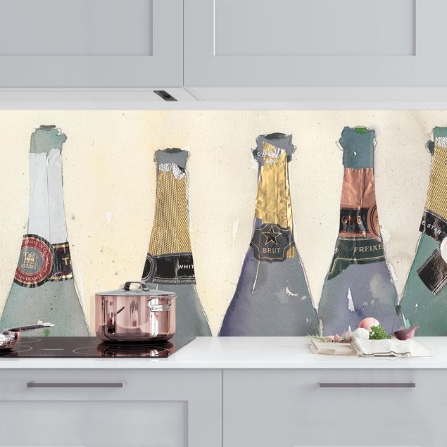Küchenrückwände Platte Entkorkt - Champagner