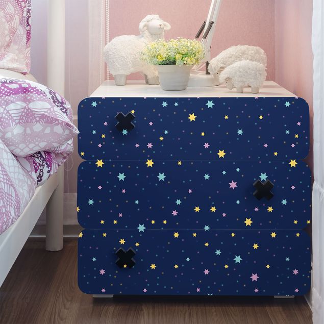 Muster Klebefolie Möbel Nachthimmel Kindermuster mit bunten Sternen