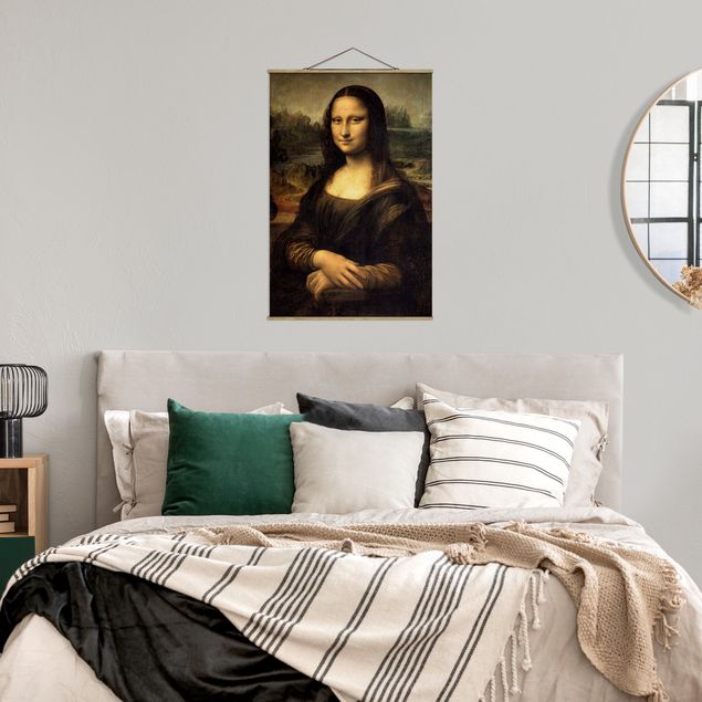 Stoffbild mit Posterleisten - Leonardo da Vinci - Mona Lisa - Hochformat 2:3