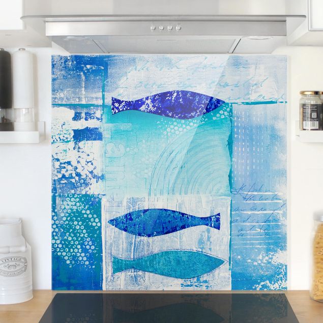 Spritzschutz Glas magnetisch Fish in the blue