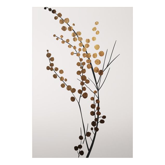 Alu Dibond Druck Grafische Pflanzenwelt - Beeren Gold