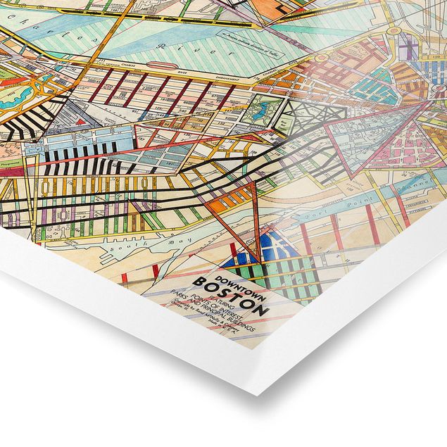 Poster - Moderne Karte von Boston - Quadrat 1:1
