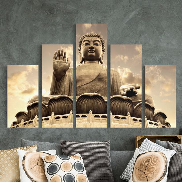 Leinwand Bilder XXL Großer Buddha Sepia