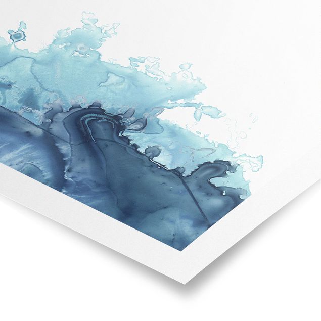Poster - Welle Aquarell Blau I - Quadrat 1:1