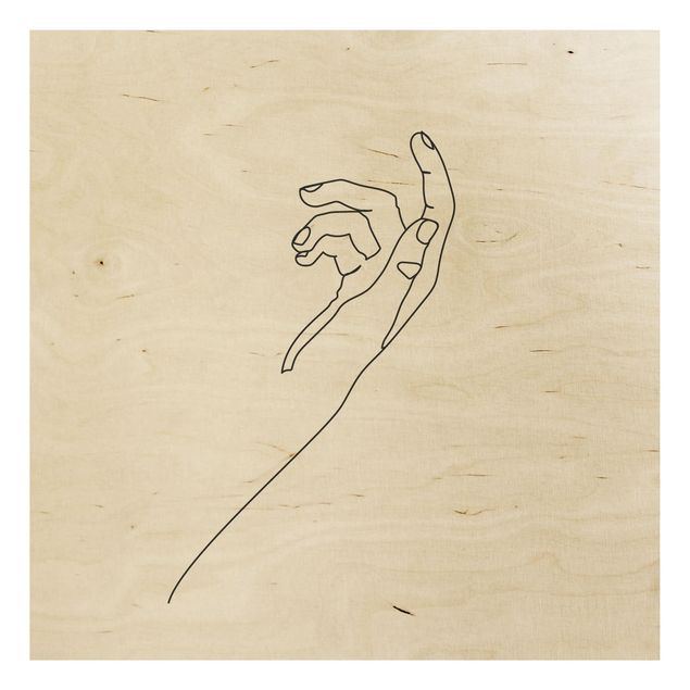 Holzbild - Fragende Hand Line Art - Quadrat 1:1