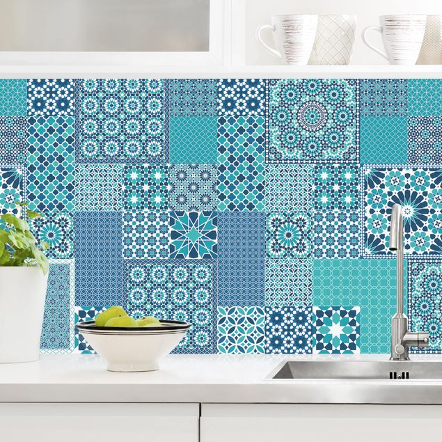 Küchenrückwände Platte Marokkanische Mosaikfliesen türkis blau