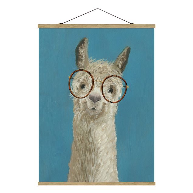 Stoffbild mit Posterleisten - Lama mit Brille I - Hochformat 3:4