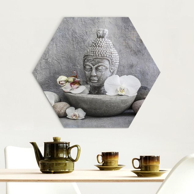 Schöne Wandbilder Zen Buddha, Orchideen und Steine