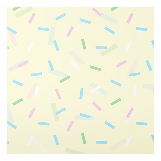 Spritzschutz Glas - Buntes Konfetti aus Pastellstreifen - Quadrat 1:1
