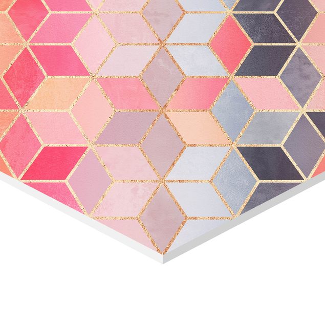 Hexagon Bild Forex 2-teilig - Elisabeth Fredriksson - Make It Happen Geometrie Set Pink