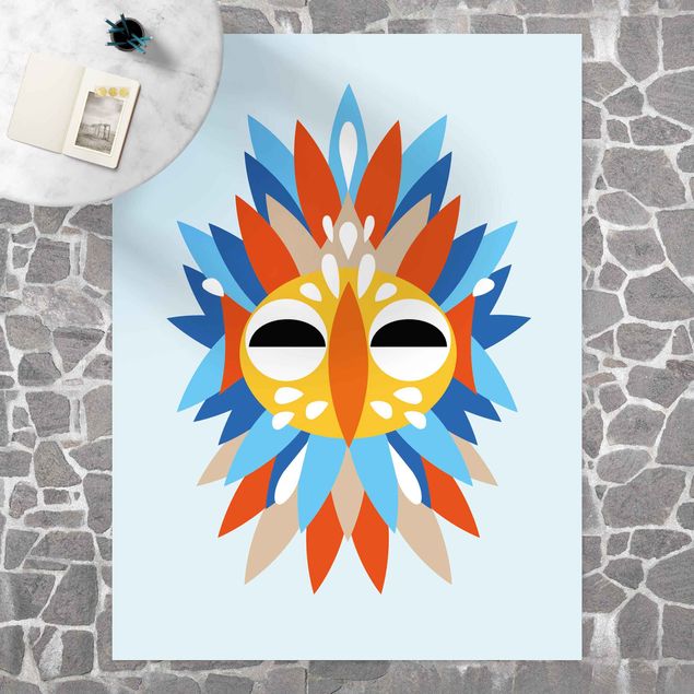 Outdoor Teppich Collage Ethno Maske - Papagei