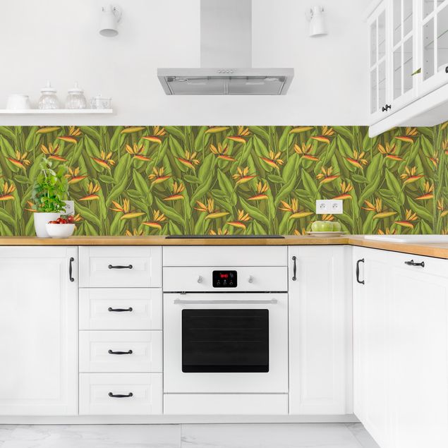 Küchenrückwand Muster Paradiesvogelblume
