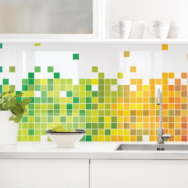 Küchenrückwände Platte Pixel-Regenbogen