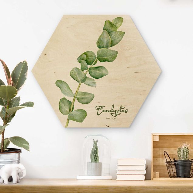 Holzbilder modern Aquarell Botanik Eukalyptus