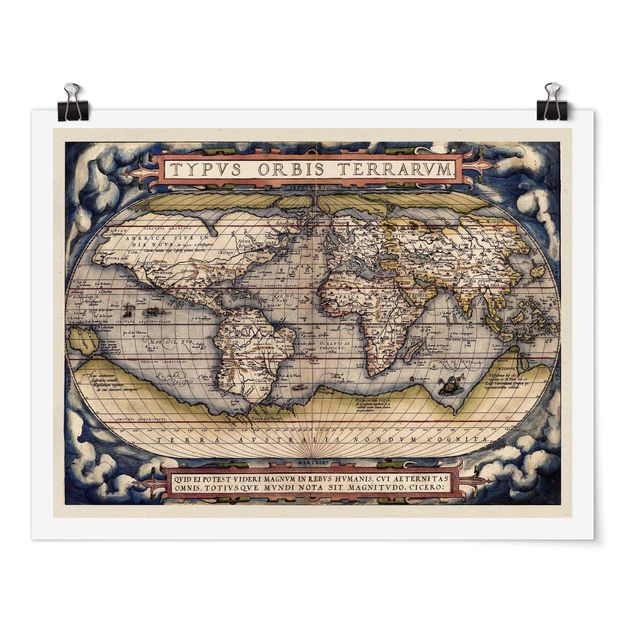 Poster Historische Weltkarte Typus Orbis Terrarum
