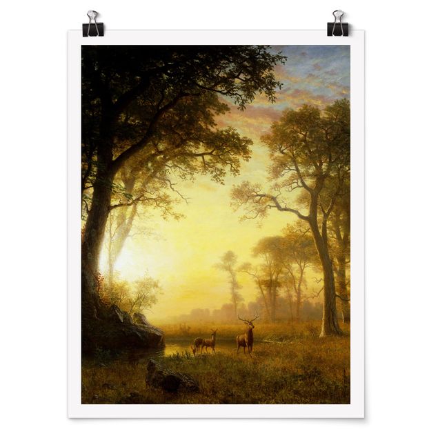 Poster Kunstdruck Albert Bierstadt - Sonnenbeschienene Lichtung