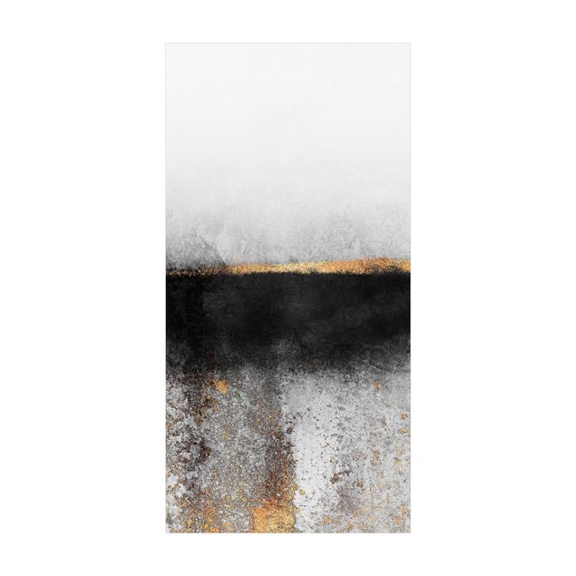 Moderne Teppiche Abstrakter Goldener Horizont Schwarz Weiß