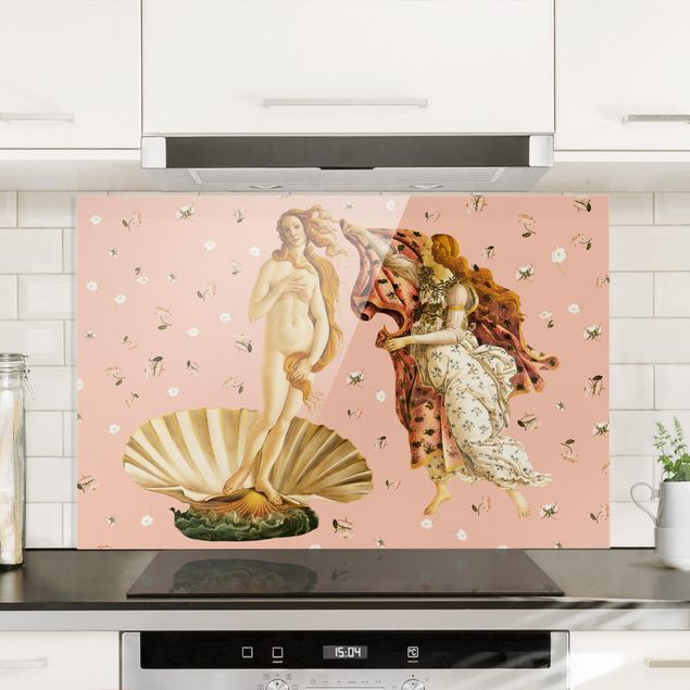 Spritzschutz Glas magnetisch Die Venus von Botticelli auf Rosa