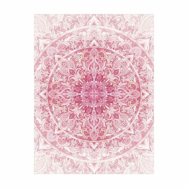 Teppich rosa Mandala Aquarell Sonne Ornament rosa