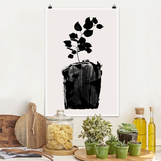 Poster Kunstdruck Grafische Pflanzenwelt - Schwarze Blätter