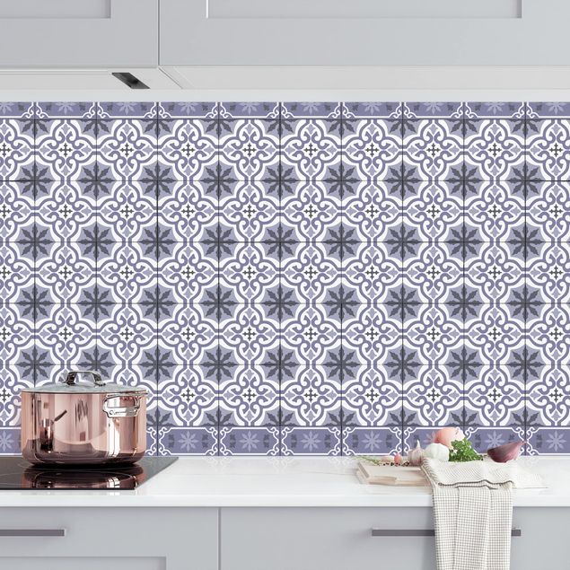 Küchenrückwände Platte Geometrischer Fliesenmix Kreuz Violett
