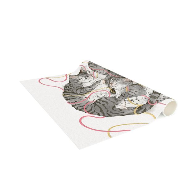 Moderner Teppich Illustration Graue Katzen Malerei