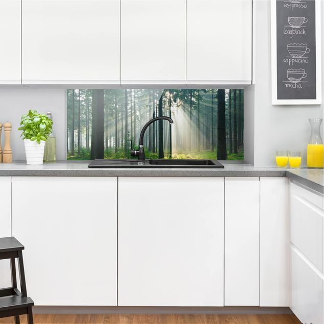 Küchenrückwand Glas Motiv Wald Enlightened Forest