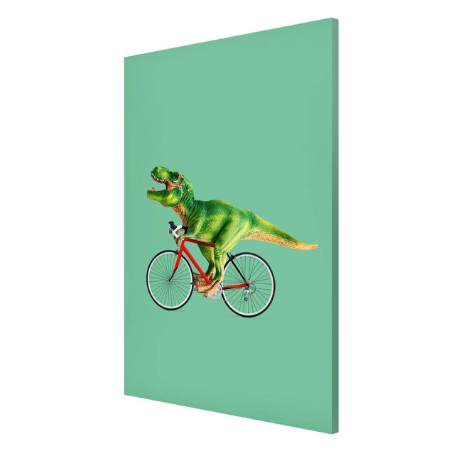 Schöne Wandbilder Dinosaurier mit Fahrrad
