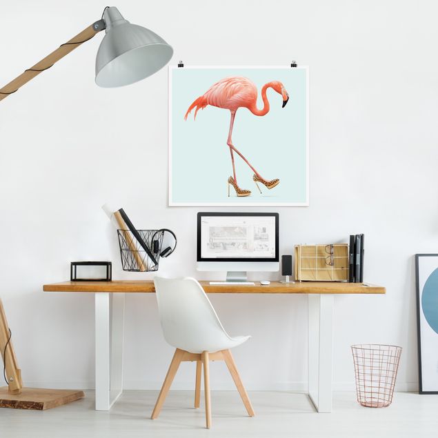 Kunstdrucke Poster Flamingo mit High Heels
