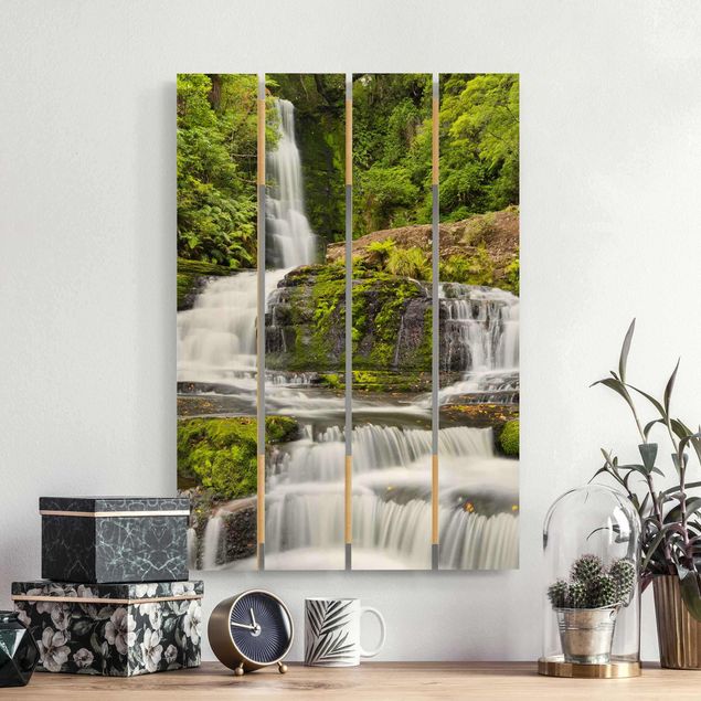 Holzbilder Landschaften Upper McLean Falls in Neuseeland