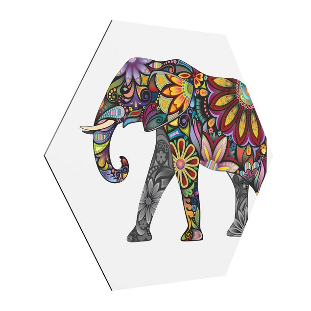 Hexagon Bild Alu-Dibond - No.651 Elefantenmuster