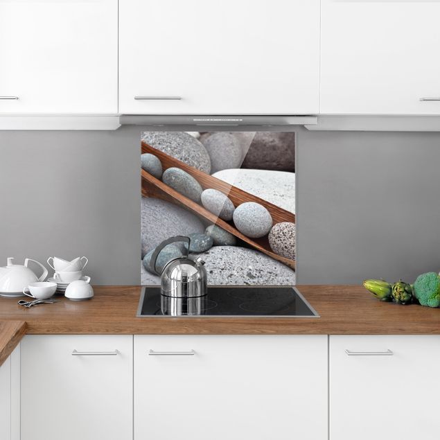 Spritzschutz Küche Steinoptik Stillleben mit grauen Steinen