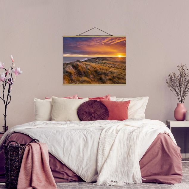 Stoffbilder zum Aufhängen Sonnenaufgang am Strand auf Sylt