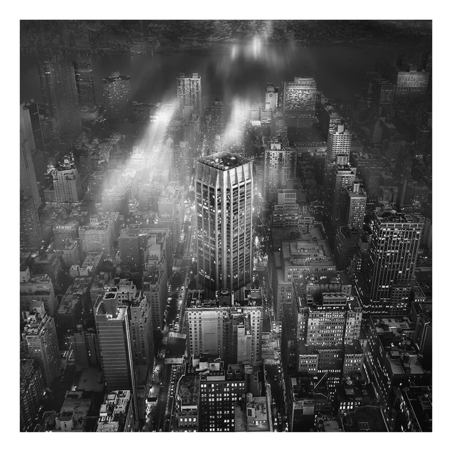Glas Spritzschutz - Sonnenlicht über New York City - Quadrat - 1:1