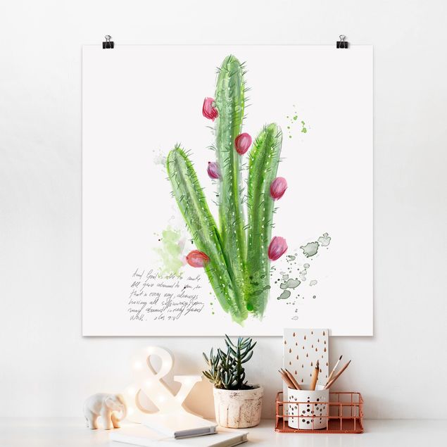 Kunstkopie Poster Kaktus mit Bibelvers II