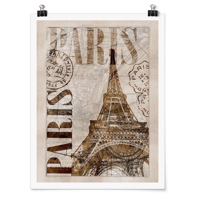 Poster bestellen Shabby Chic Collage - Paris