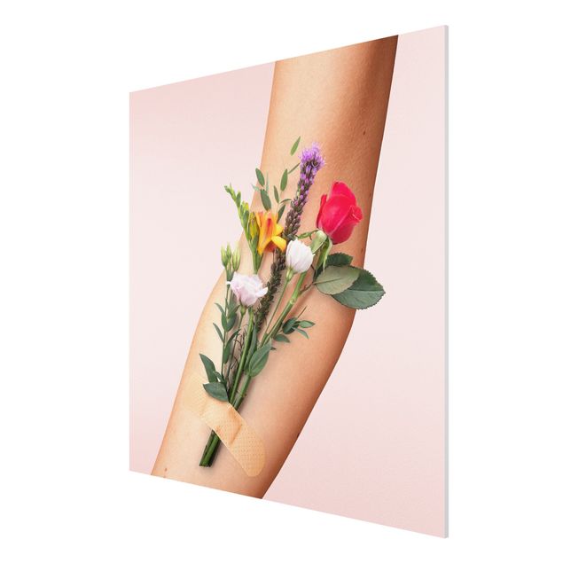 Forex Fine Art Print - Jonas Loose - Arm mit Blumen - Quadrat 1:1